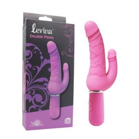 Розовый вибратор Levina Double Penis - 21,5 см.